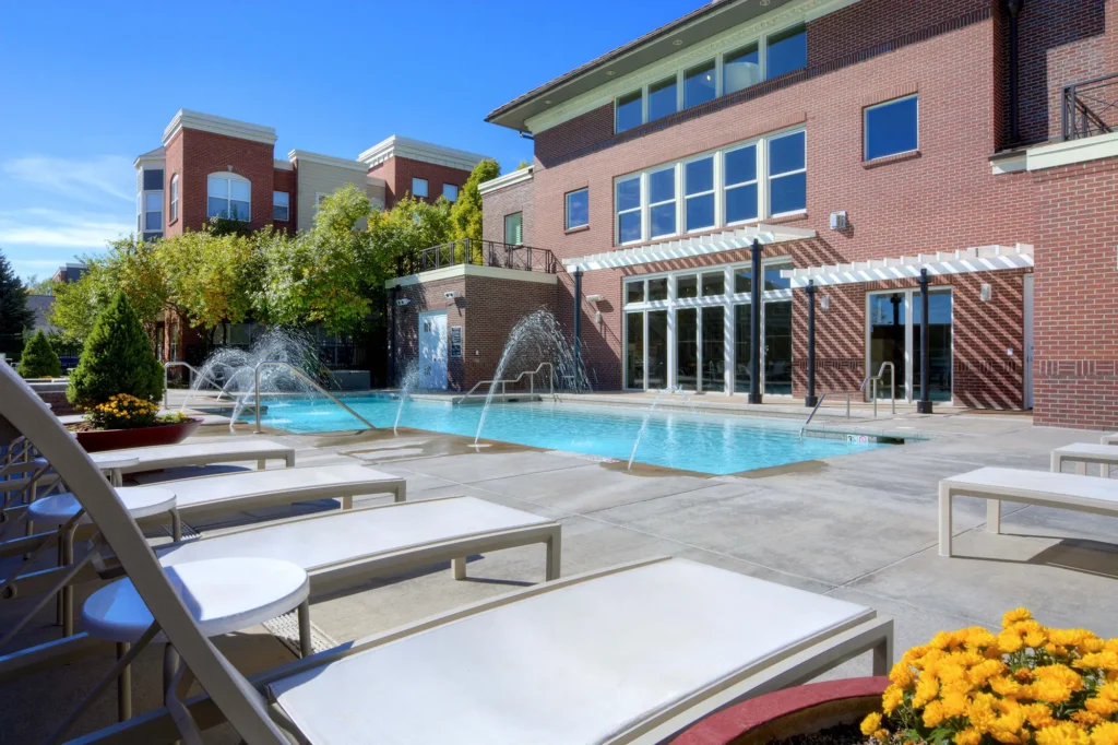 Pool with deck seating