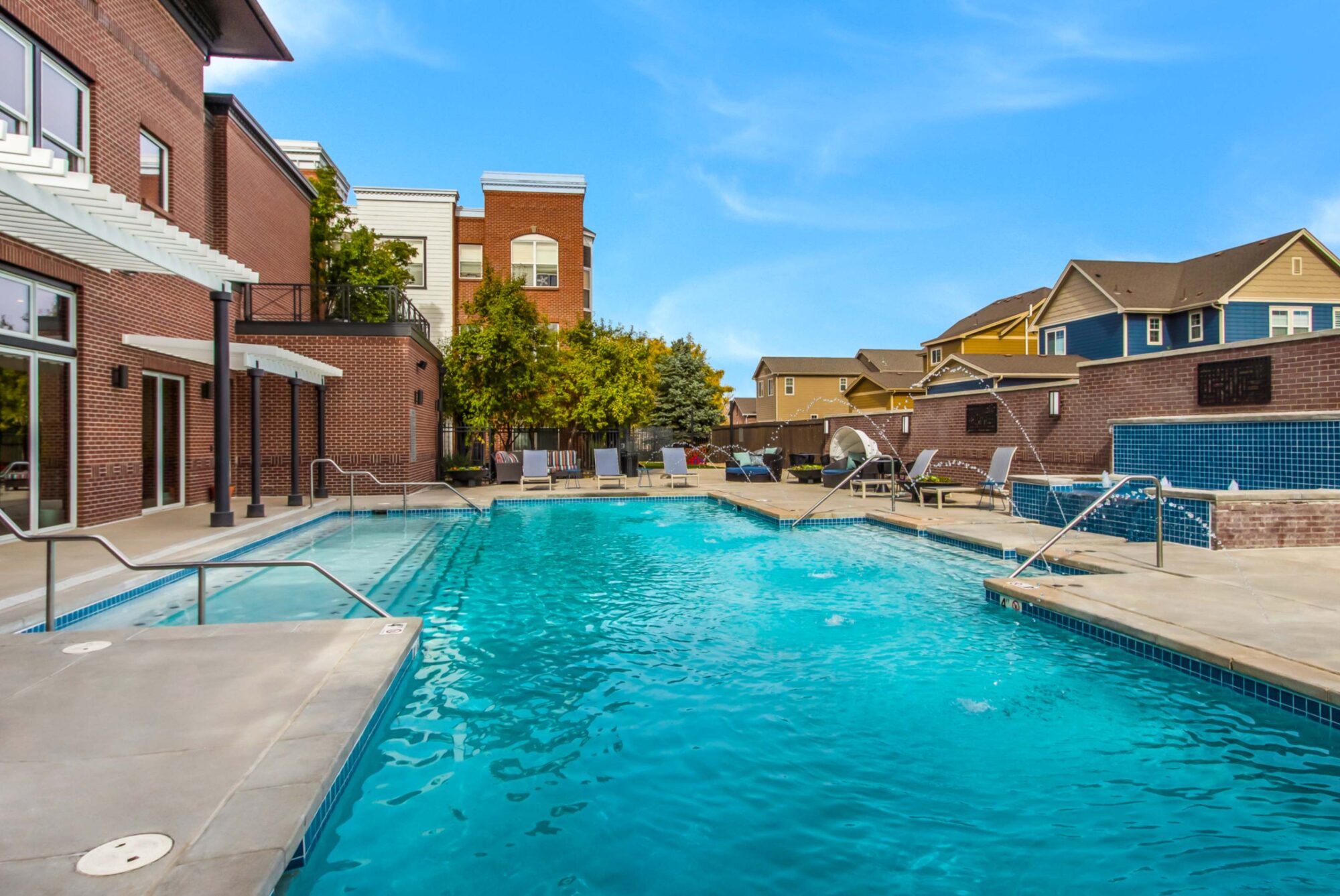 Pool with deck seating